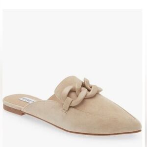 Steve Madden Fleur Chain Pointed Mule in Sand Suede 7.5